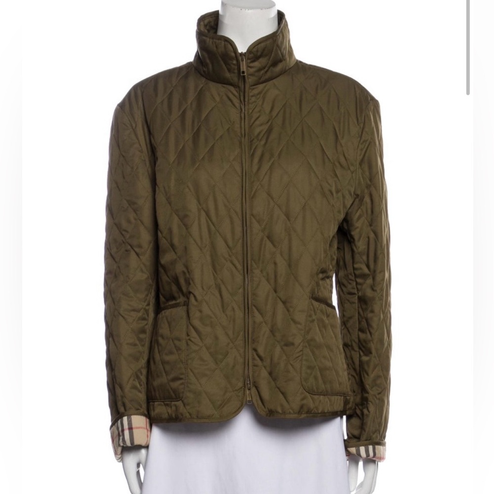 Authentic Burberry Khaki Quilted Utility Jacket